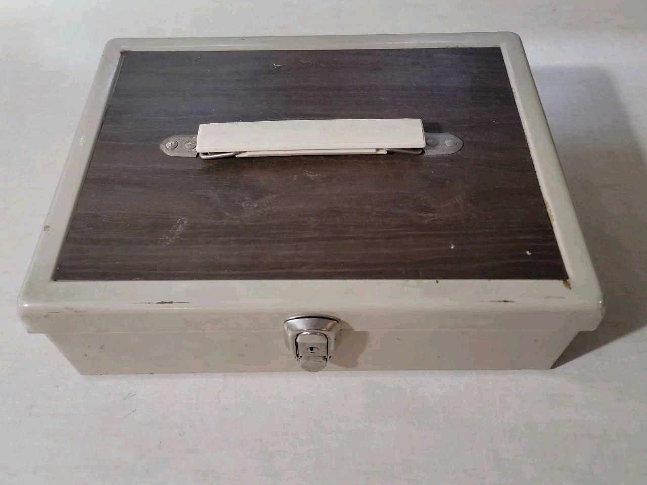 Vintage Heavy Duty 13" x 10" Lockbox Security Box w. Carry Handle 1960s-70s