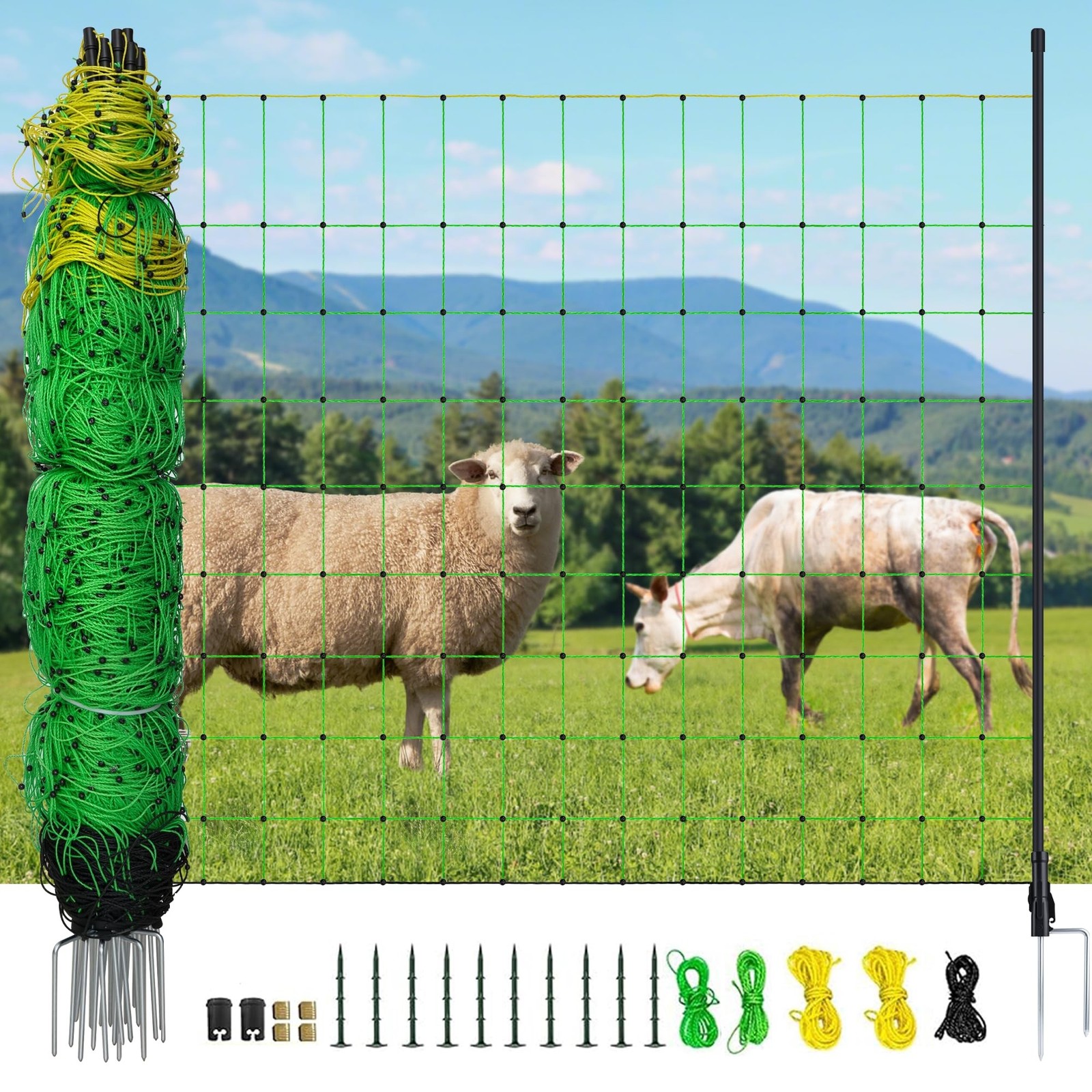 Electric Fence Netting, 164'L x 42.5" H Electric Fence Kit for Livestock, Goa...