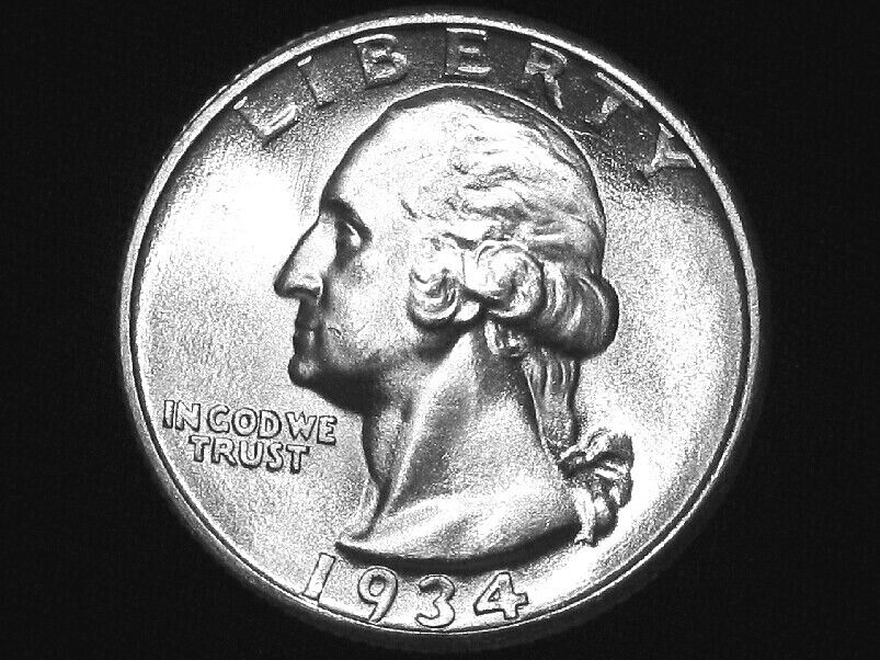 1934 HEAVY MOTTO Washington Quarter --- Very Choice Uncirculated