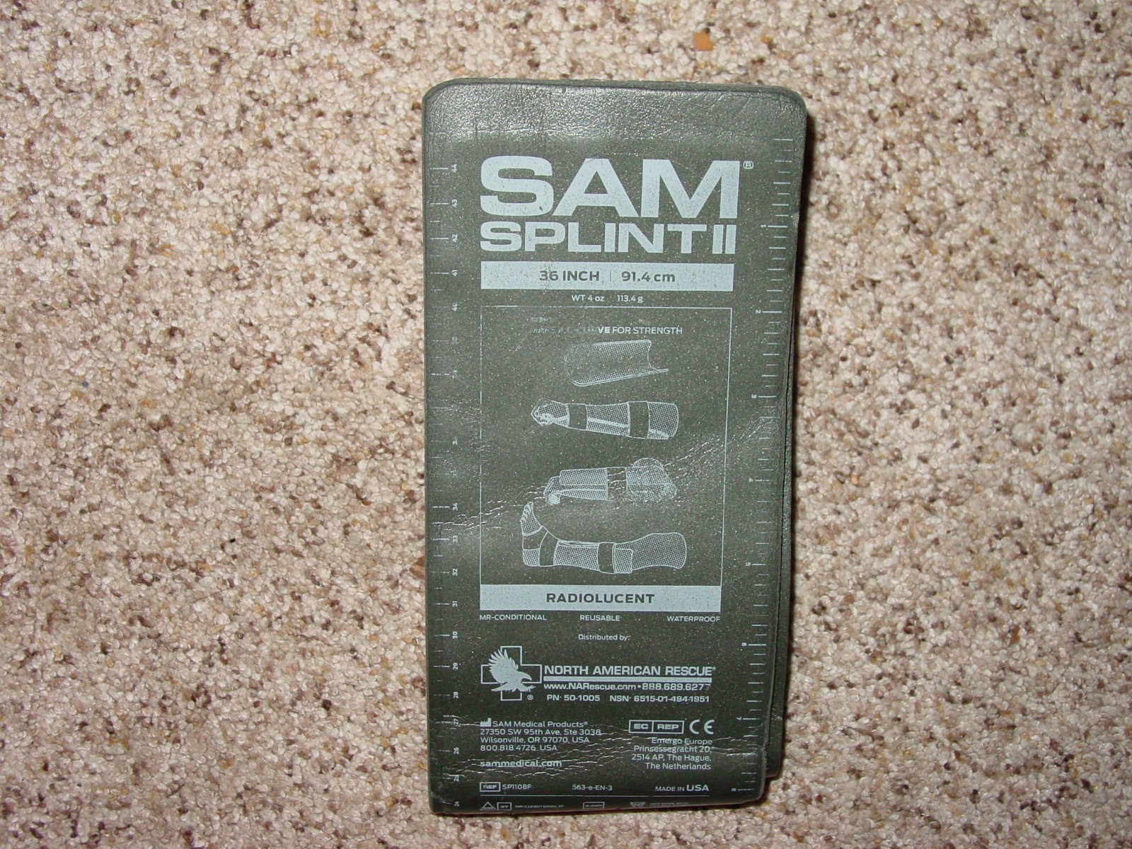 Sam Splint II, Military Version, North American Rescue, EMT, Medical Reusable