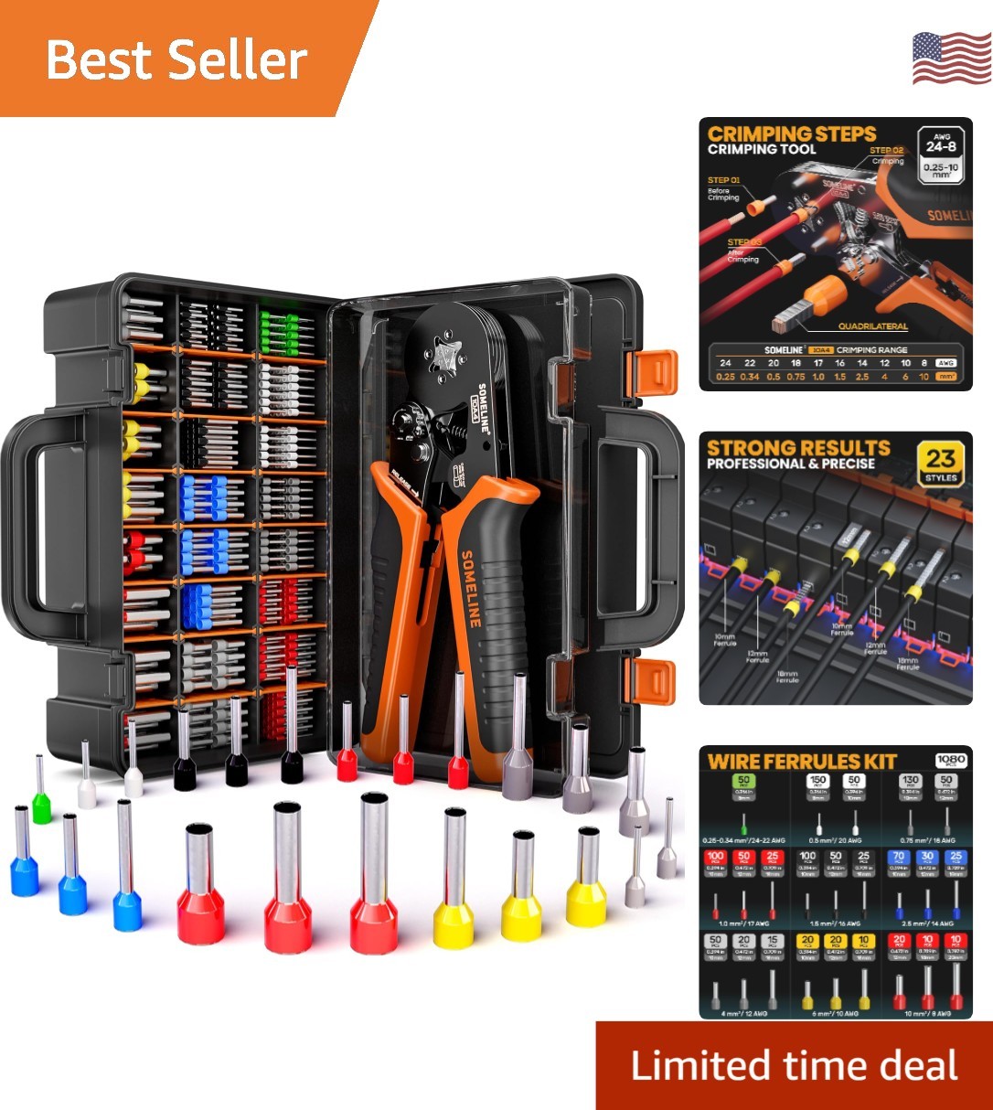 High-Quality Ferrule Crimping Tool with 23 Sizes - Ideal for Professionals & DIY