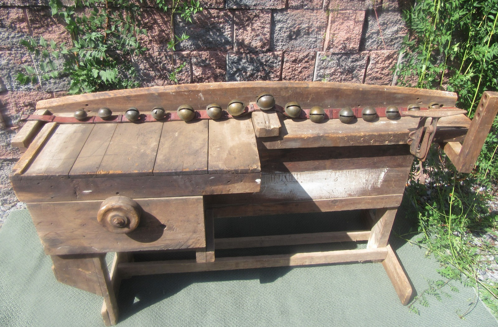 Antique Wood Carpenters Tool Workshop Saw Sharpening Work Bench Workbench