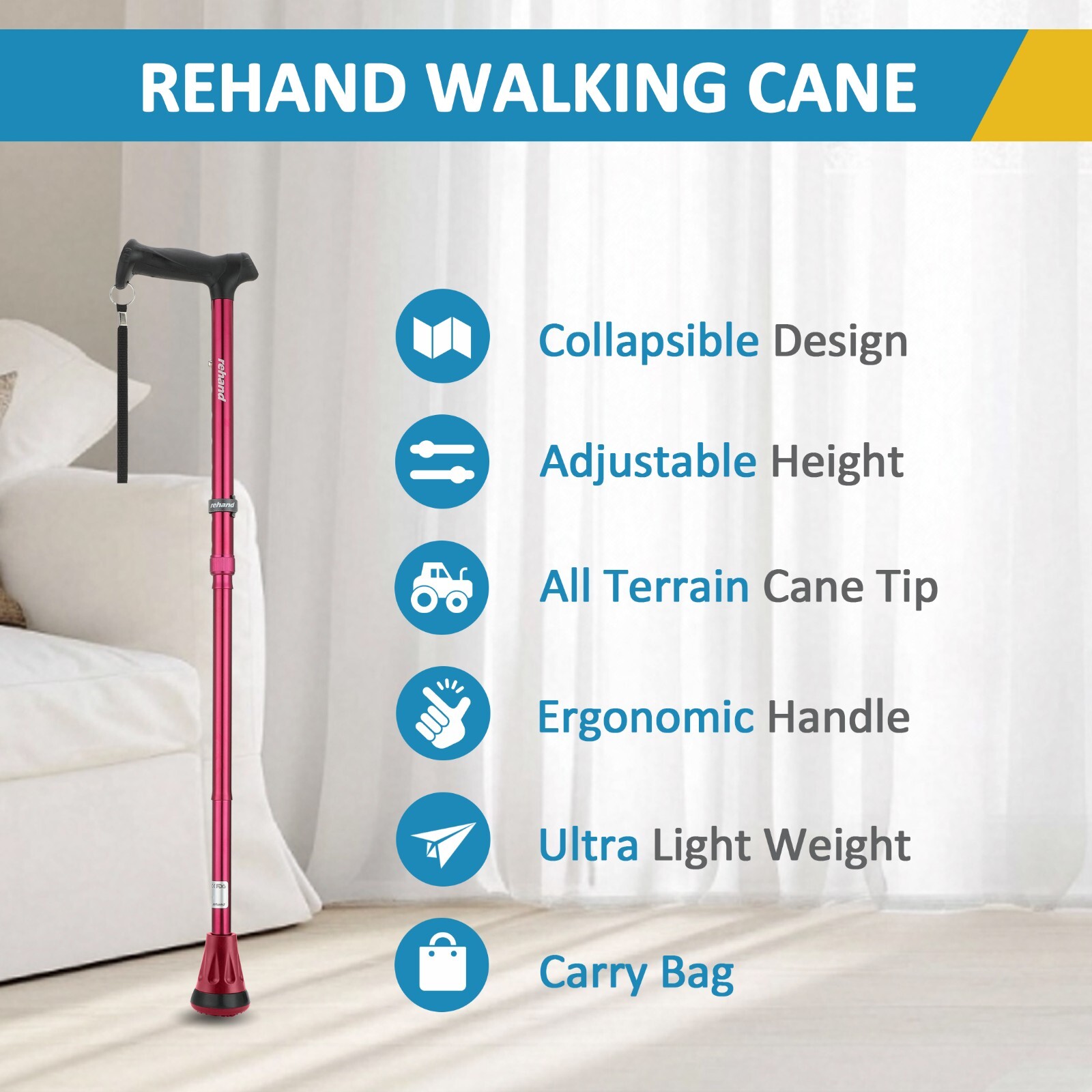 Adjustable Foldable Walking Cane for Seniors - Lightweight Heavy Duty Canes