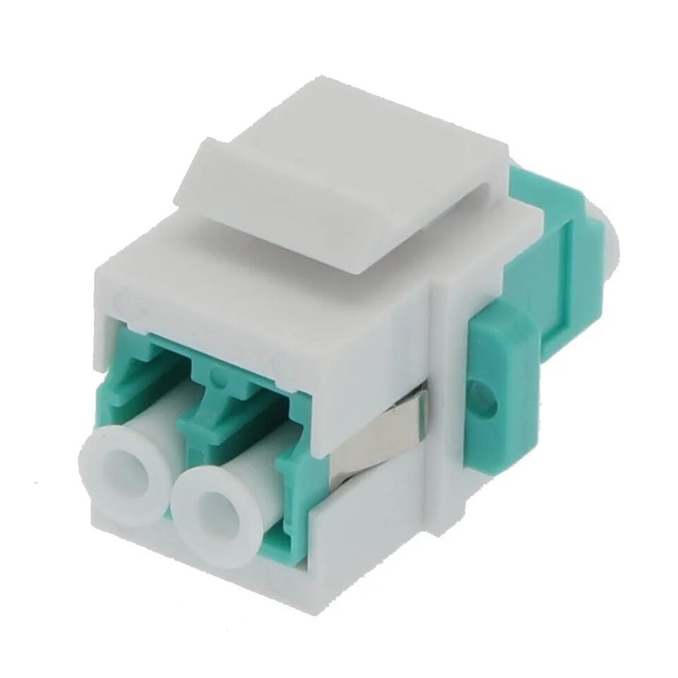 10 Pack LC/UPC Duplex Multi Mode Fiber Optical Coupler Insert Keystone Jack Aqua