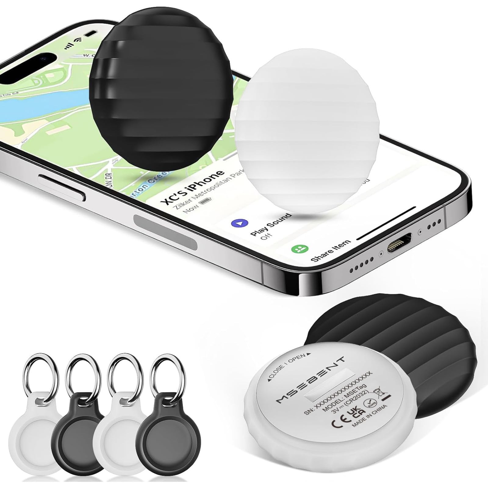 Tracker Tag (4 Pack) - Apple MFi Certified & IP67 Waterproof | Works with App...