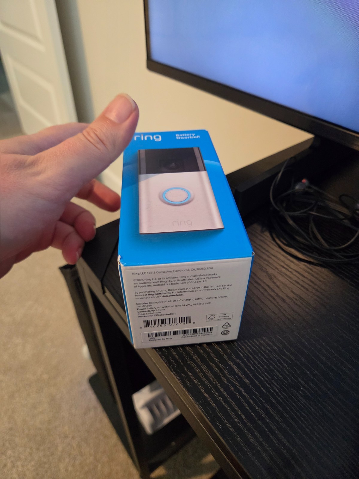 New Ring 1080p Wireless Video Doorbell - Satin Nickel