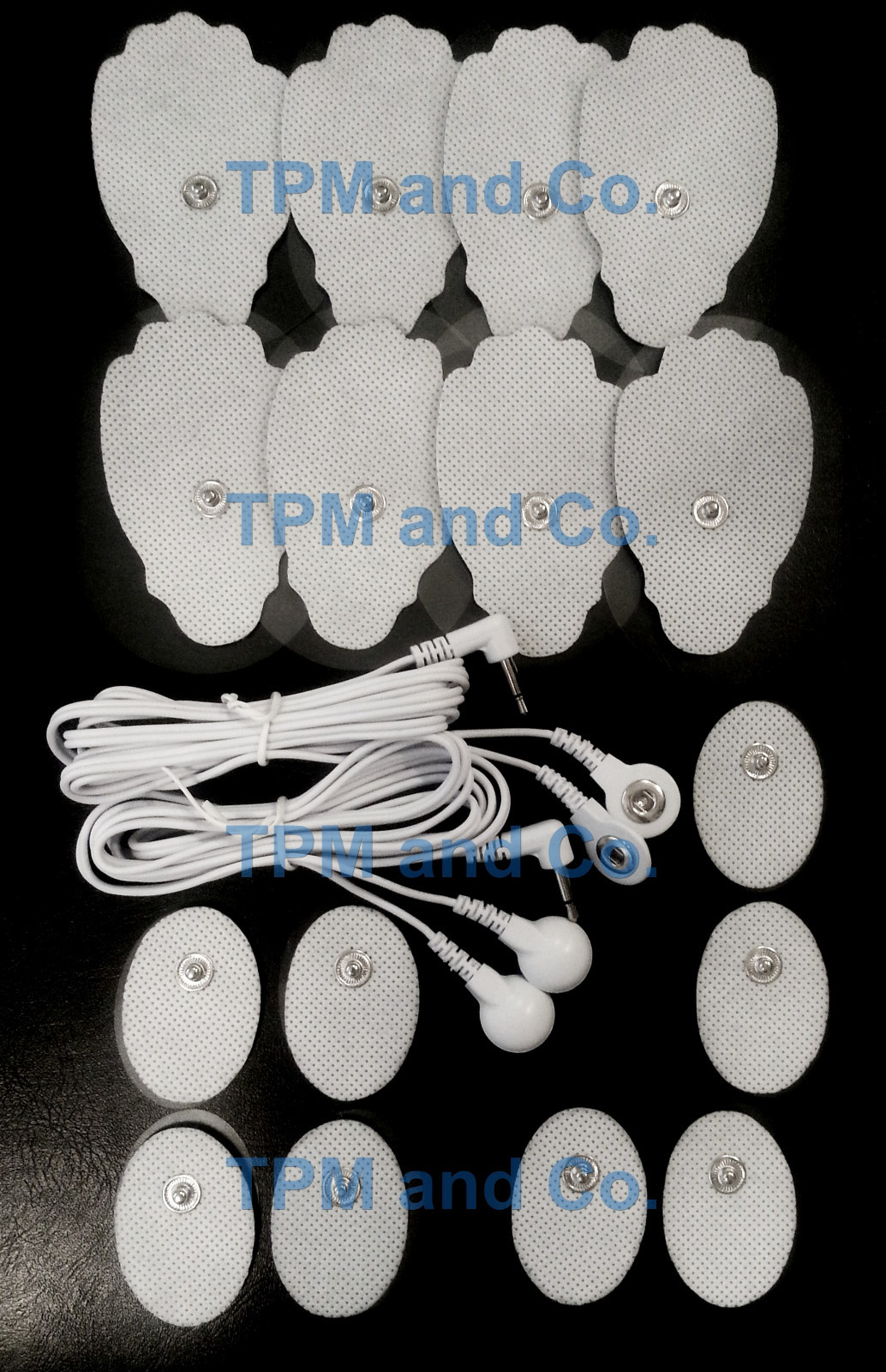 2 ELECTRODE LEAD CABLE(3.5mm)+MASSAGE PADS (8LG+8OVAL) FOR TENS DIGITAL MASSAGER