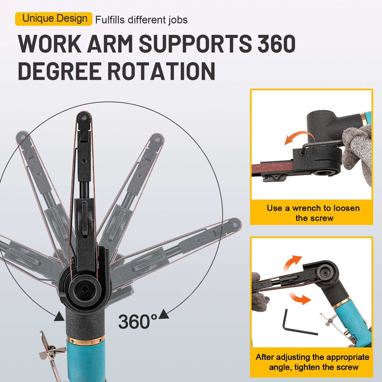 330x10mm Mini Pneumatic Belt Sander Pneumatic Tool With 12Pcs Sanding Belts Kit