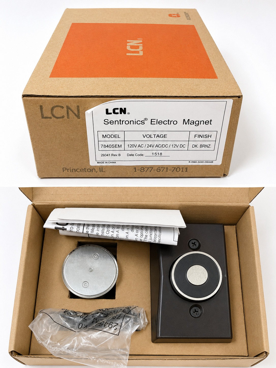LCN Sentronics Electro Magnet Door Holder 7830SEM Finish: Aluminum 120/24VAC/DC