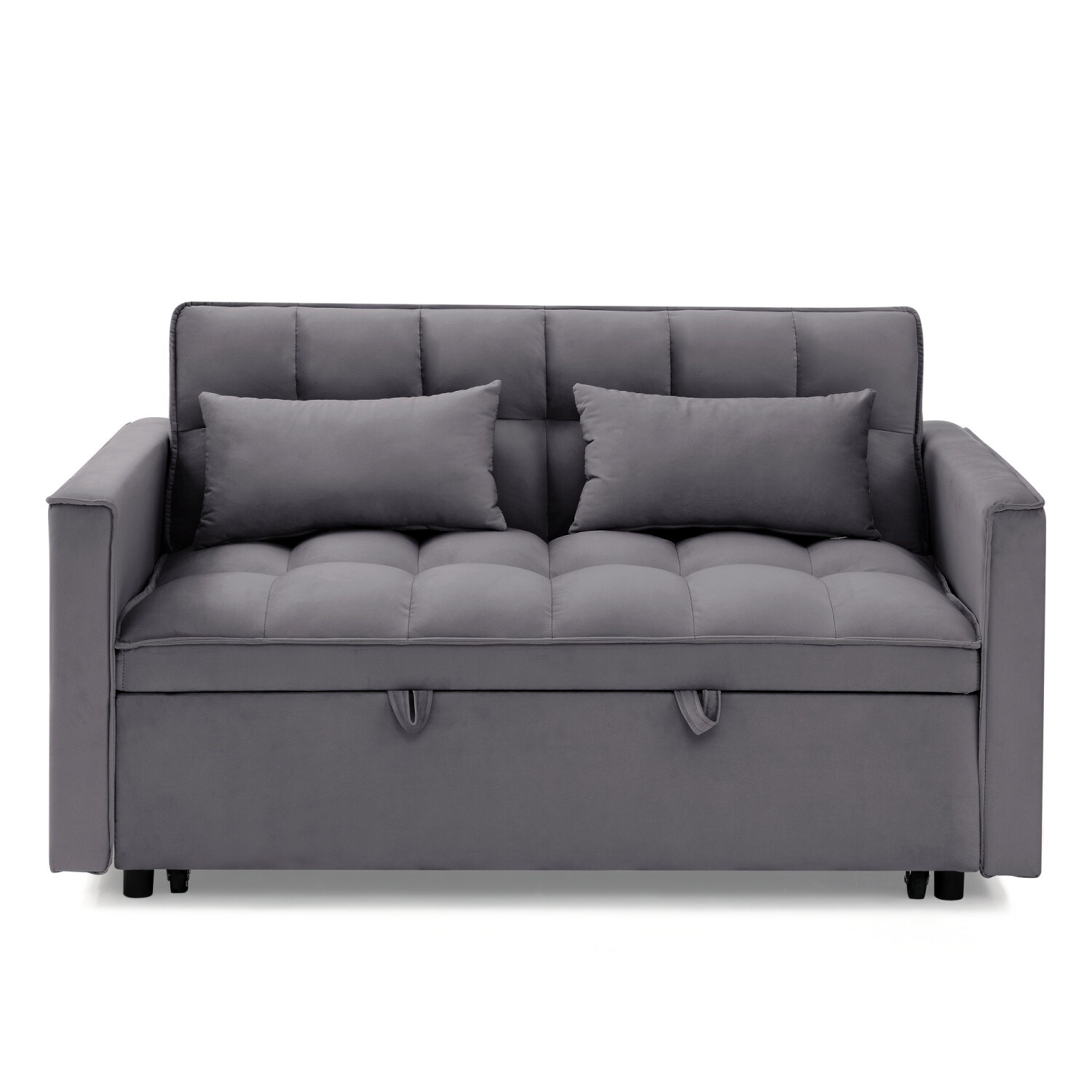 Convertible Sleeper Sofa Bed Loveseat 2 Seater Sofa w/ Pull Out Bed & 2 Pillows