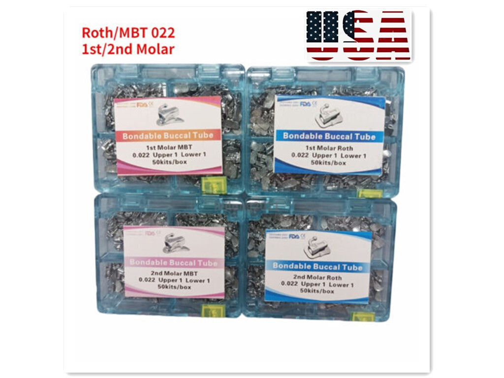 50Sets Dental Orthodontic Buccal Tube 1st 2nd Molar Roth/MBT 022/018 Mesh Base