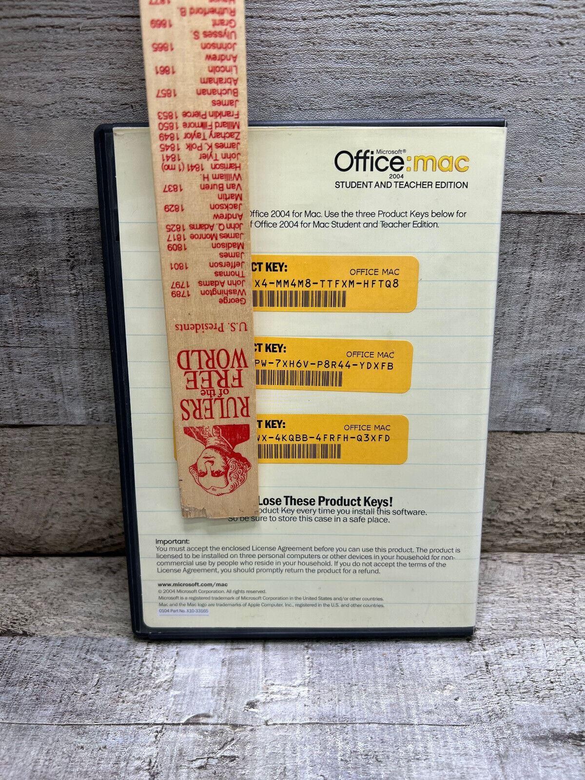 Microsoft Office Mac 2004 Student and Teacher Edition Booklet 3 Keys Software