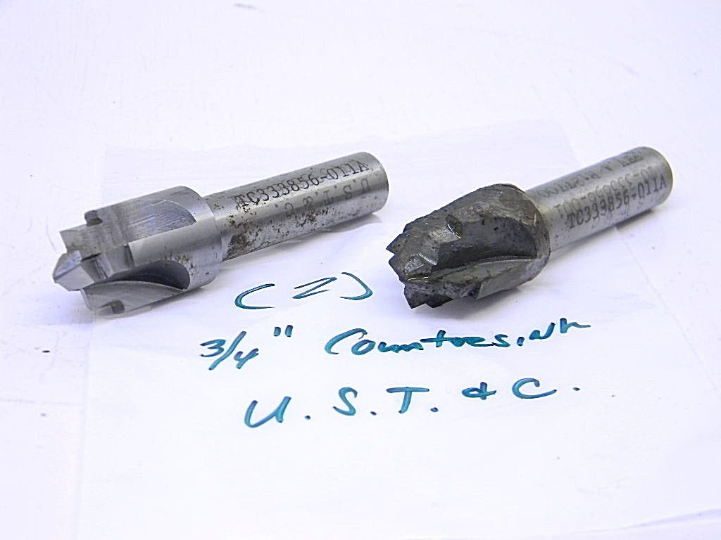 (2) LIGHT USED U.S.T.&C SPECIAL MADE HIGH SPEED STEEL COUNTERSINKS 3/4"