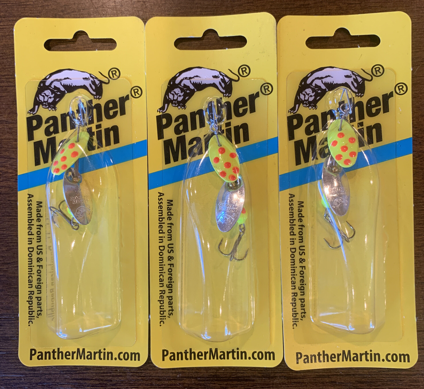 3 Packs NEW! Panther Martin Dual Flash Spinners 3/32 OZ Chartreuse Silver
