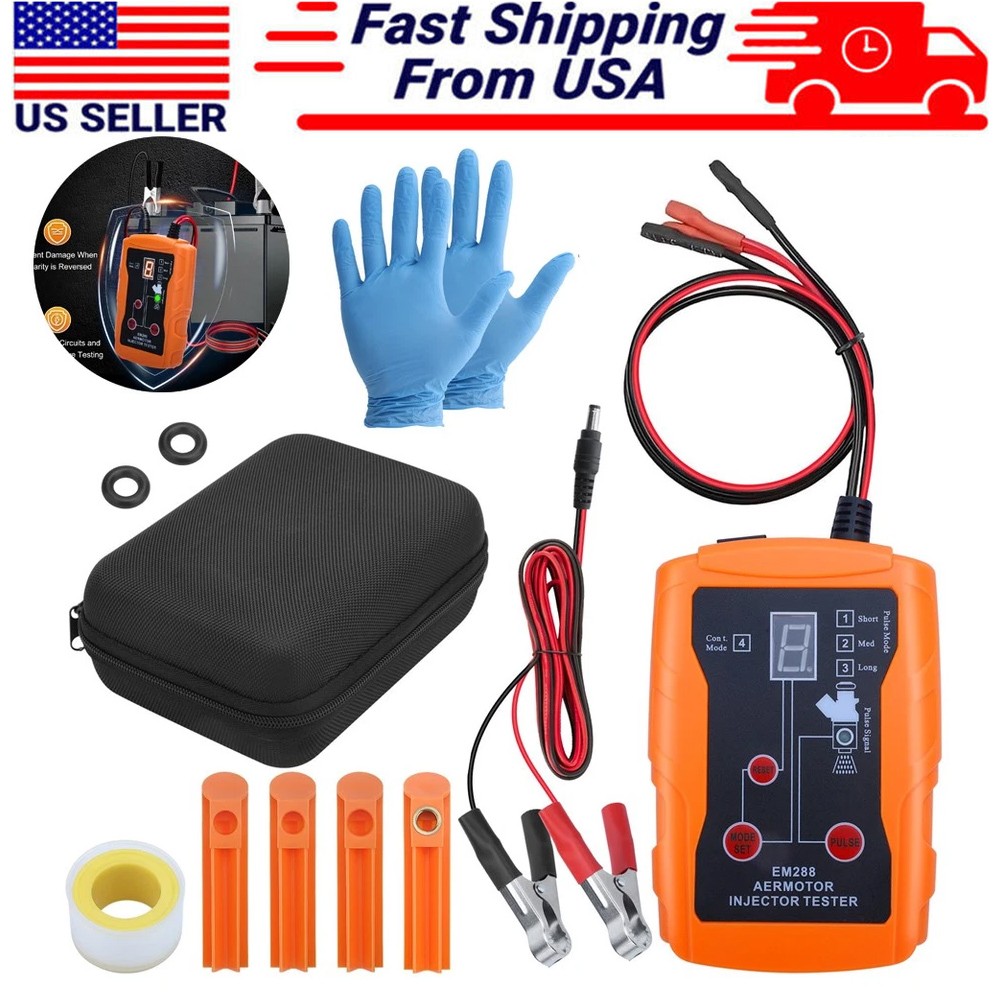 Universal Fuel Injector Tester Cleaner & Adapter DIY Cleaning Tools Kit Set 12V