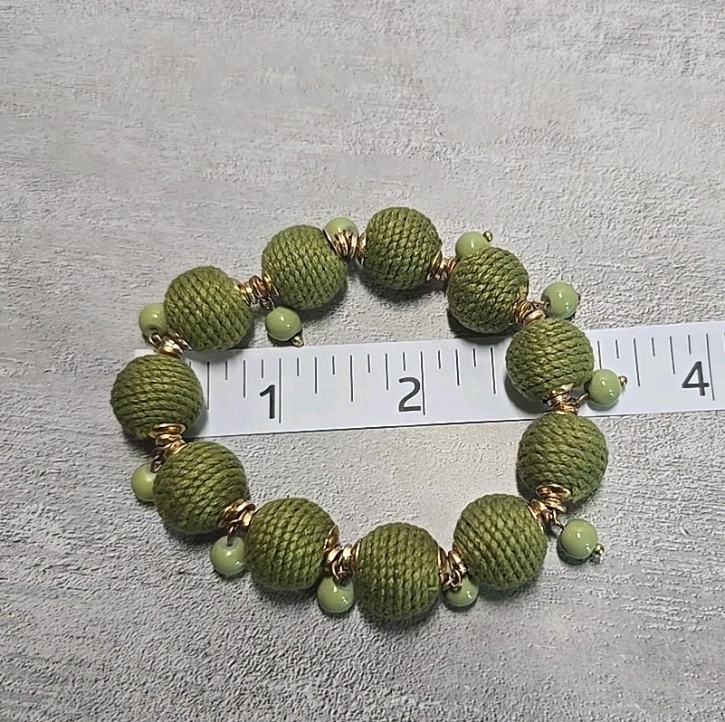 Green Cord Wrapped Beaded Bracelet