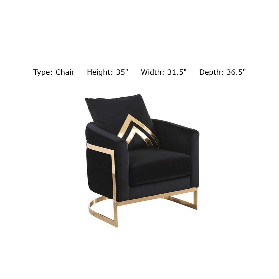 NEW 3PC Black Gold Sofa Loveseat Chair Contemporary Luxe Glam Velvet Living Room