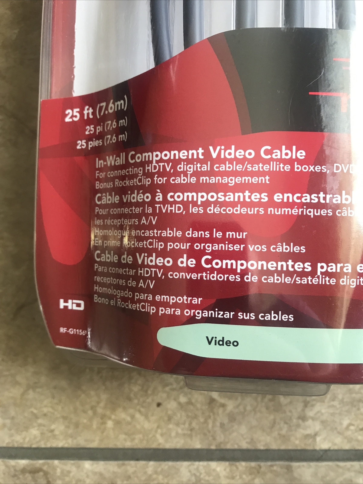 Rocketfish 25 Feet Component Video Cable HDTV Digital DVD Satellite D1