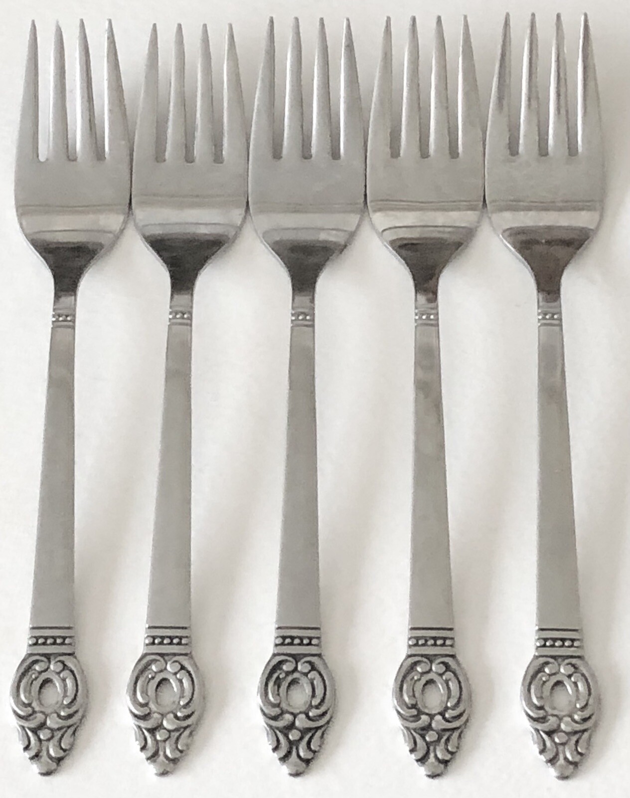 Set of 5 Oneida 1881 ROGERS DANISH COURT SALAD FORK X5 FORKS Stainless Flatware