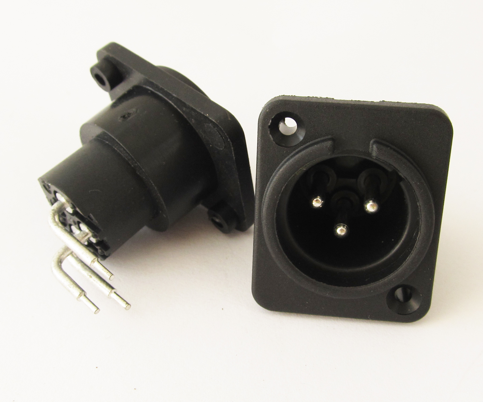 10x Mic XLR 3pin Male Angle Legs Panel Mount Chassis PCB Socket Connector Black