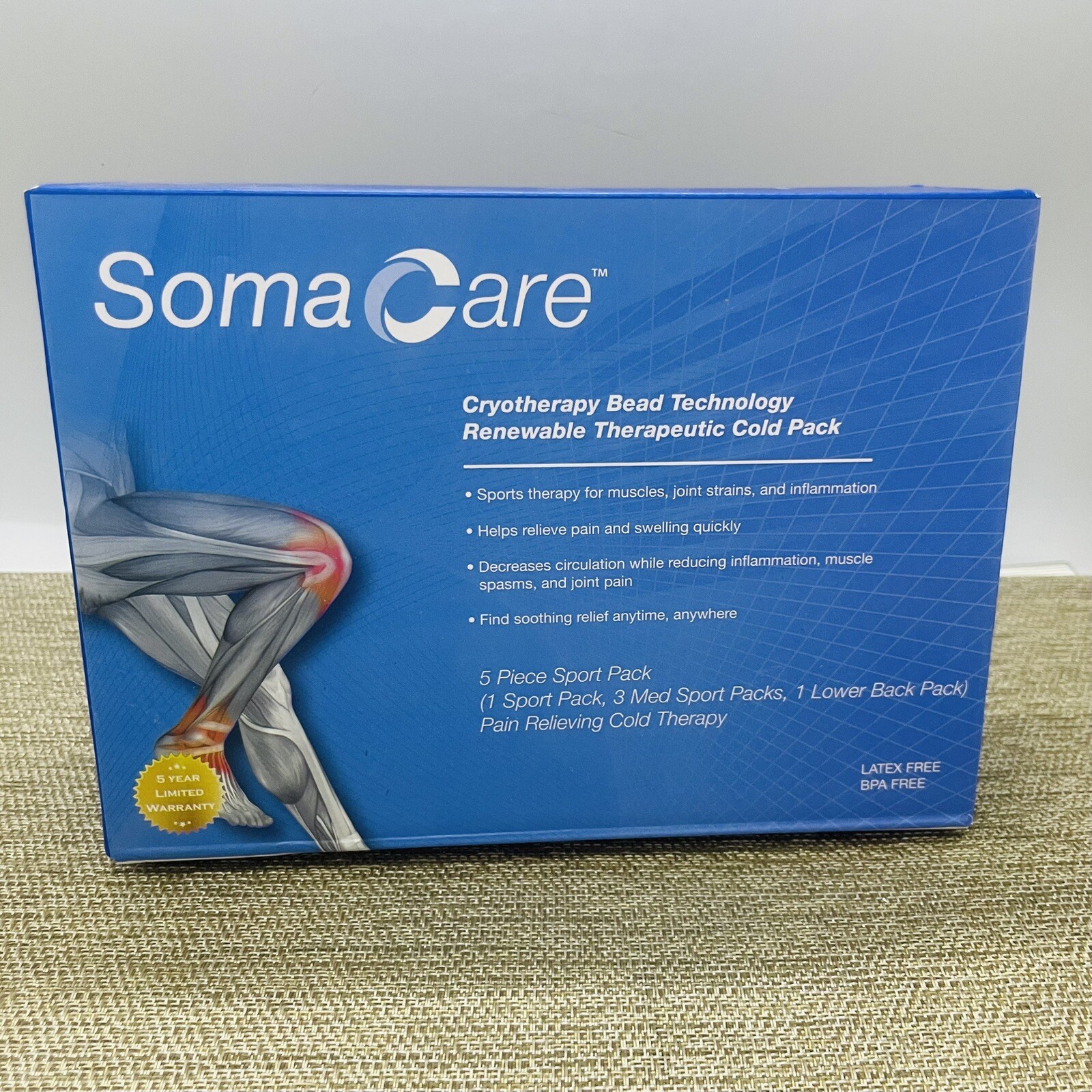 Soma Care 5 Piece Sport Pack Cryotherapy Therapeutic Cold Pack New