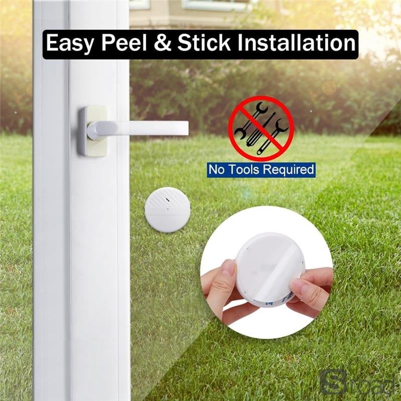 Wireless Vibration Sensor Alarm 125dB, Adjustable Sensitivity For Window Door