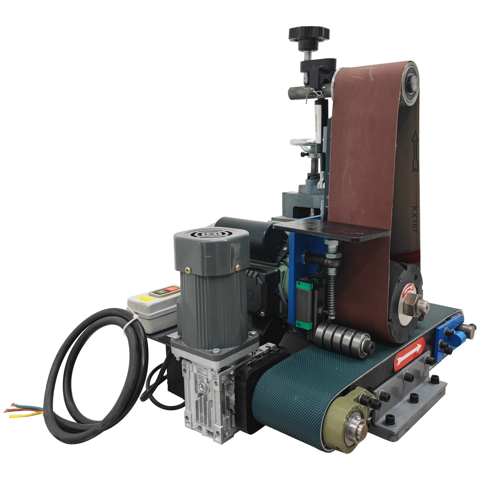 220V Flat Belt Polishing Machine Sharpener Metal Deburring Rust Drawing Sander