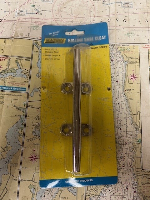 Seachoice #30251 Stainless Steel Hollow Base Cleat, 6".