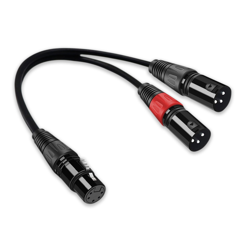 XLR 5-Pin Female to Dual XLR 3-Pin Male Turnaround DMX Splitter Patch Cord 0.2M