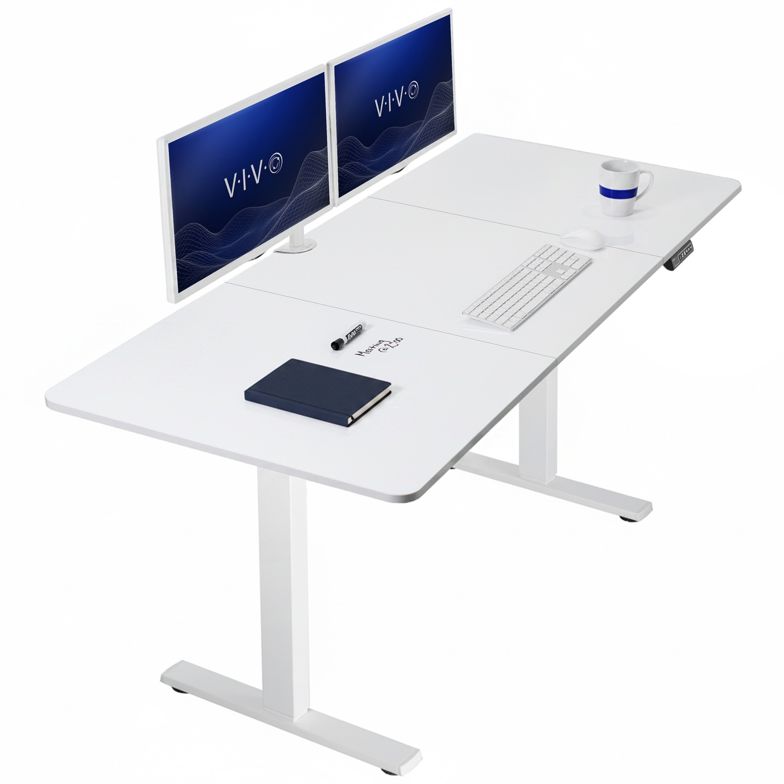 VIVO Electric 71” x 30” Stand Up Desk, White Dry Erase Table Top, White Frame