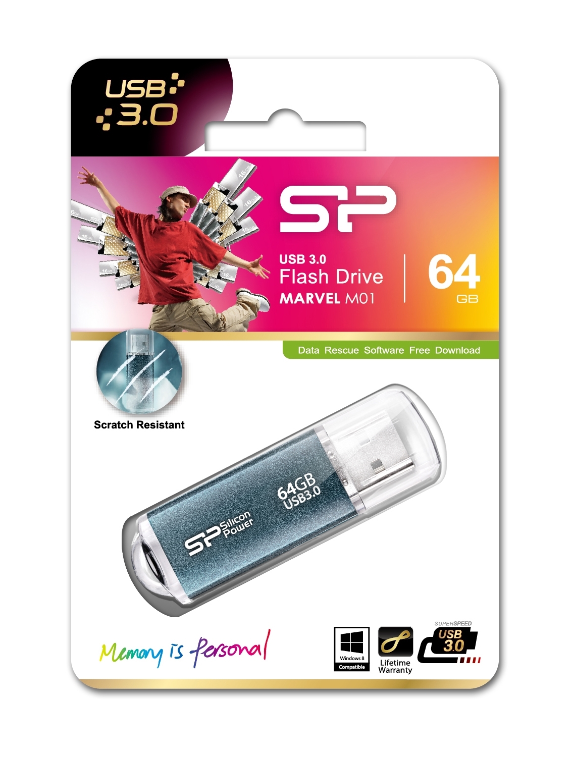 64GB Silicon Power Marvel M01 USB3.0 Flash Drive Icy Blue