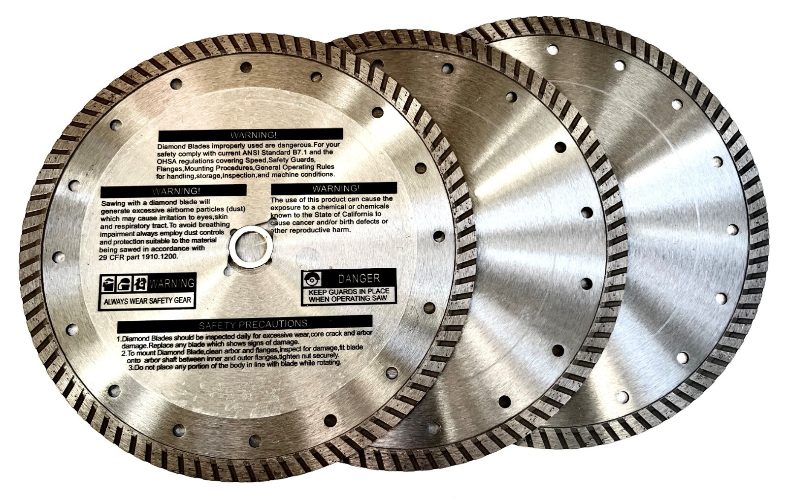8'' Turbo diamond blade for Masonry, stone, concrete, pavers, granite (3 pack)