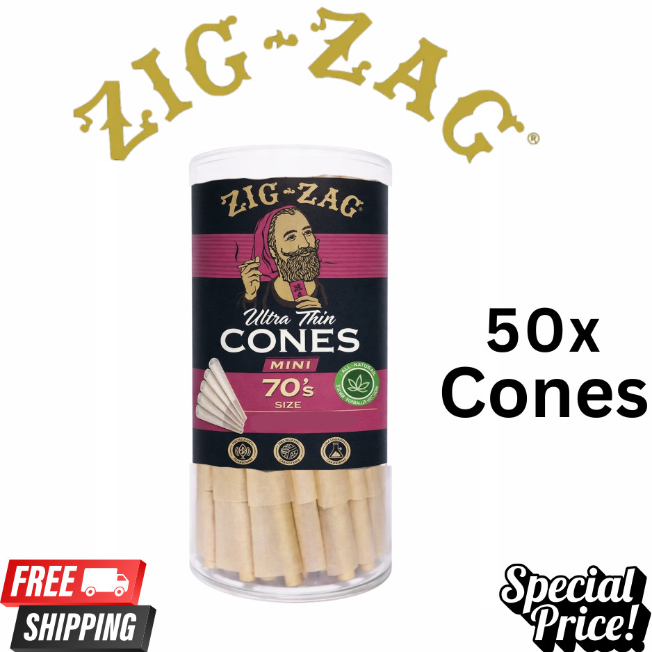 Zig Zag 70/30 Ultra Thin Mini 70mm Pre Rolled Rolling Cones 50ct