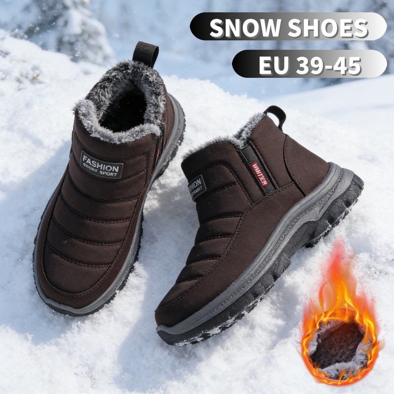 Men's Winter Insulated Snow Boots Short Ankle Boots Fur-lined Warm Cotton Shoes