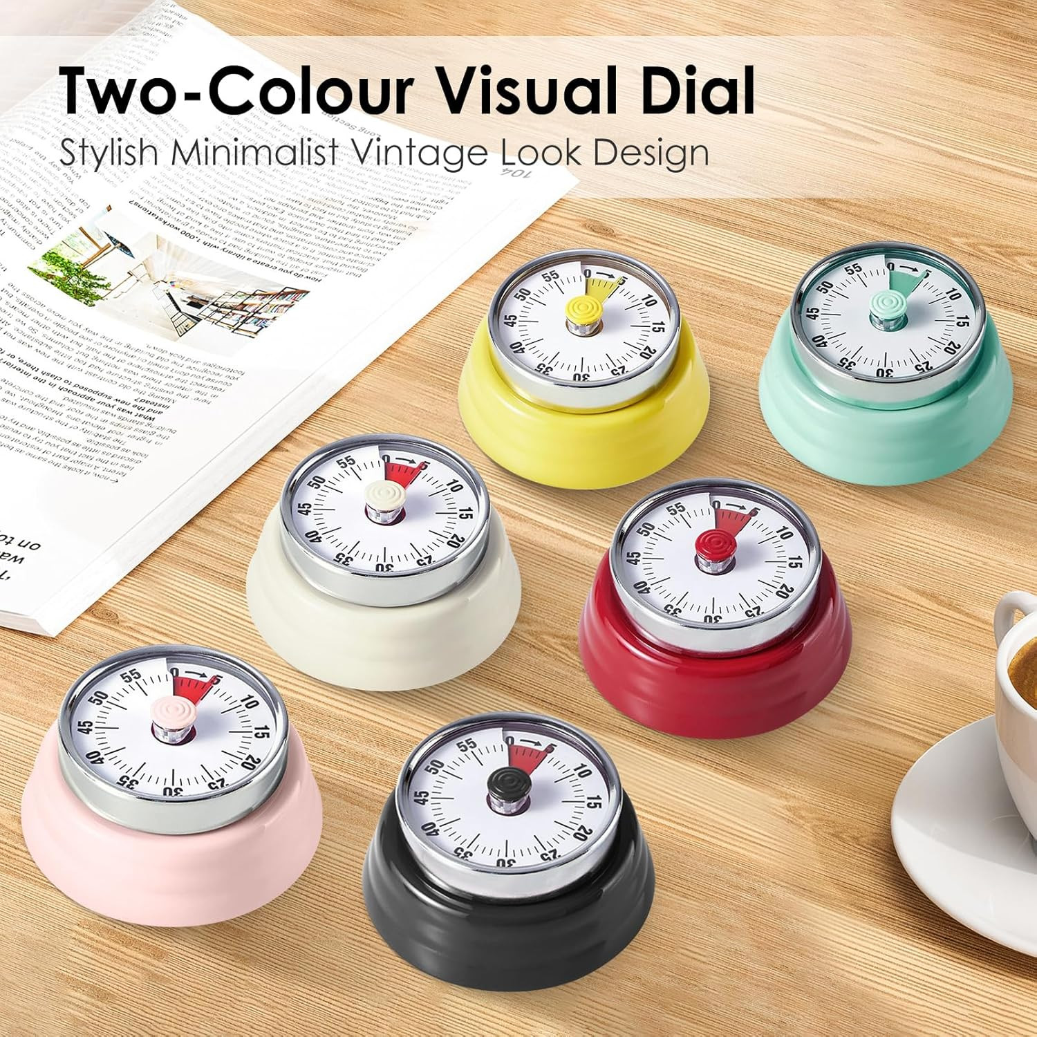 Visual Timer, Teeloray 60-Minute Countdown Timer, Kitchen Timer with Magnetic Ba