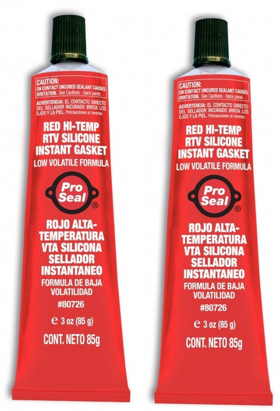 PRO SEAL 80726 RTV Silicone Sealant 2 PACK 3 oz Tube Red High Tempe Sensor Safe