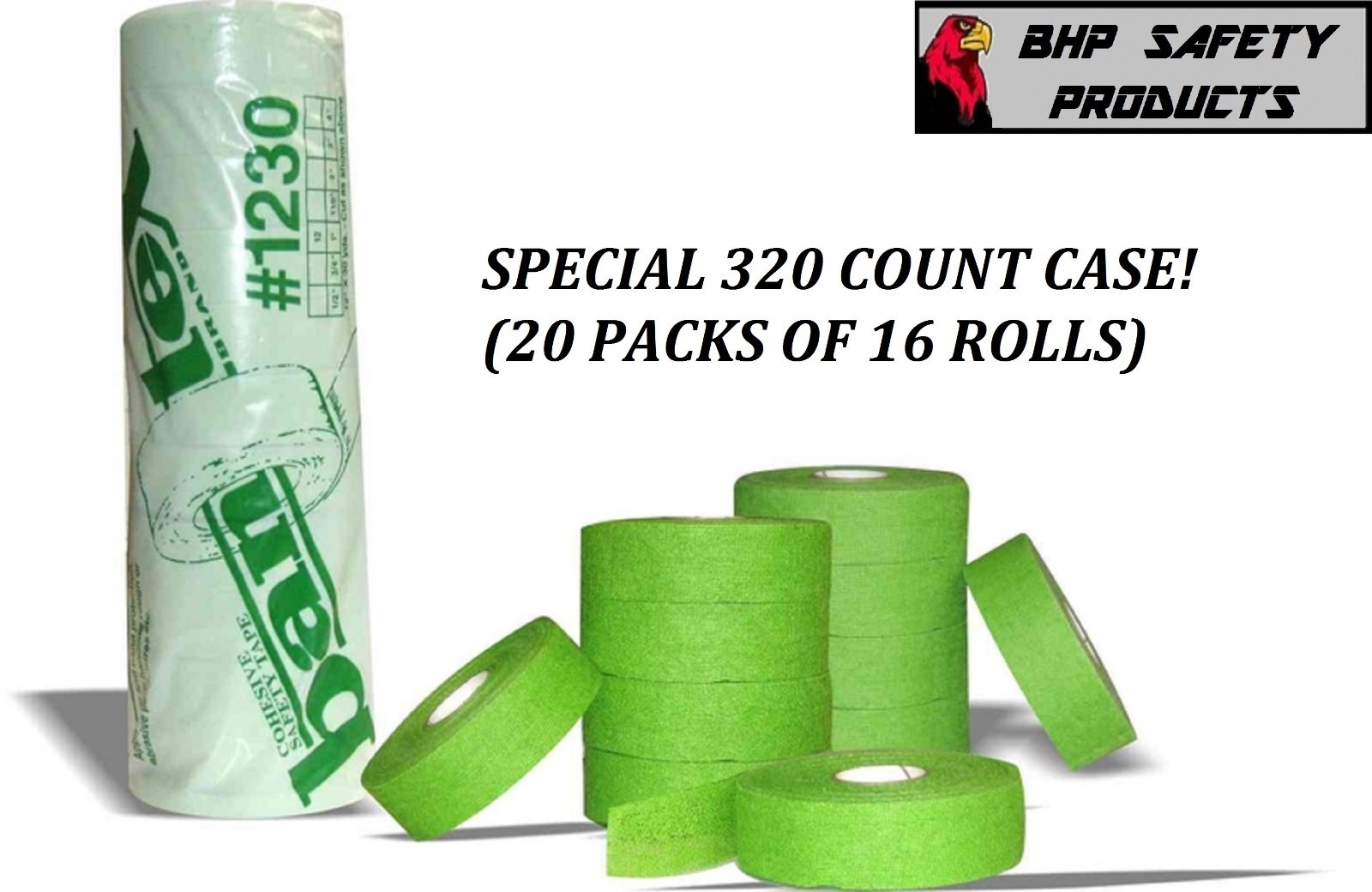 BANTEX #1230 SAFETY FINGER TAPE GREEN 3/4" X 30 YD (SPECIAL 320 ROLL CASE)