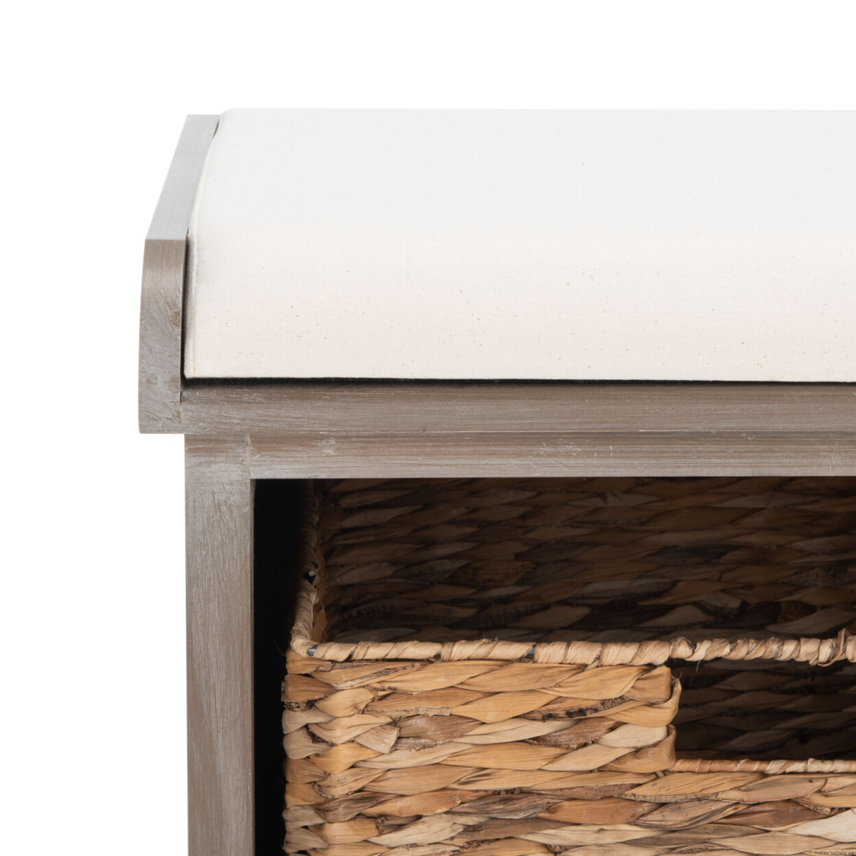 SAFAVIEH Freddy Wicker Storage Bench | White Washed |