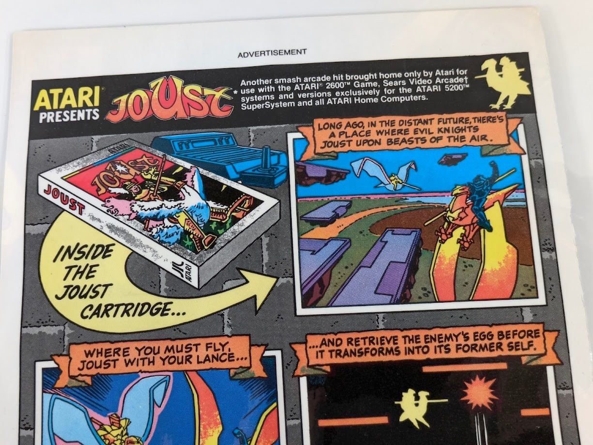 Joust on Atari 2600 Advertisement - Laminated From Original Comic Book