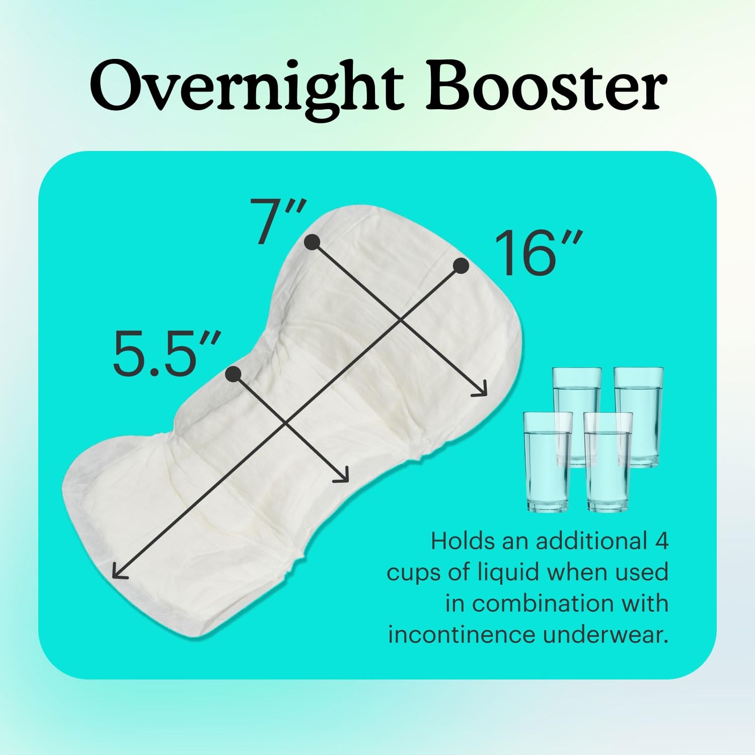 Because Overnight Booster Pads Fit All Adult Diapers, Helps 45 Count, White