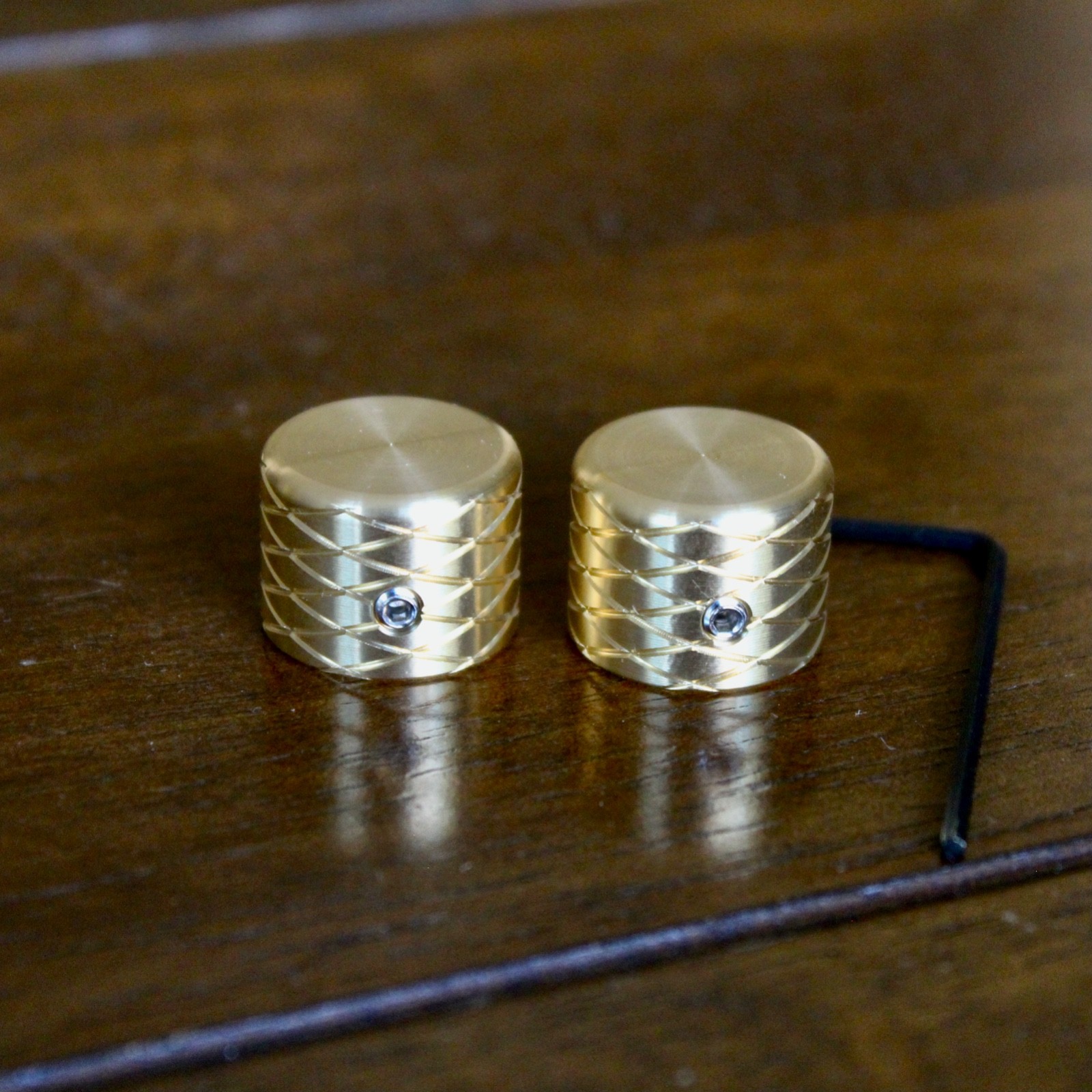Double Helix SHORT Flat Top knob set of 2, Solid Brass