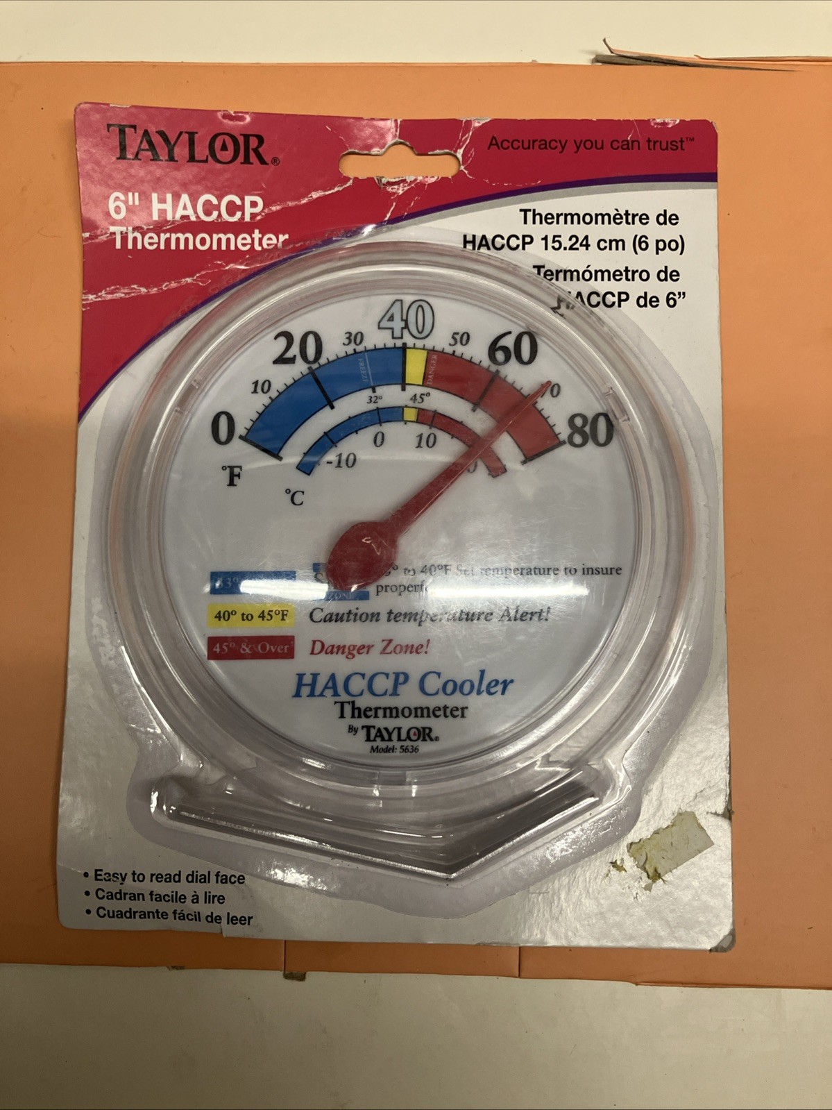 Taylor Precision 5636 6" Dial Cooler / Freezer Thermometer with wall mount