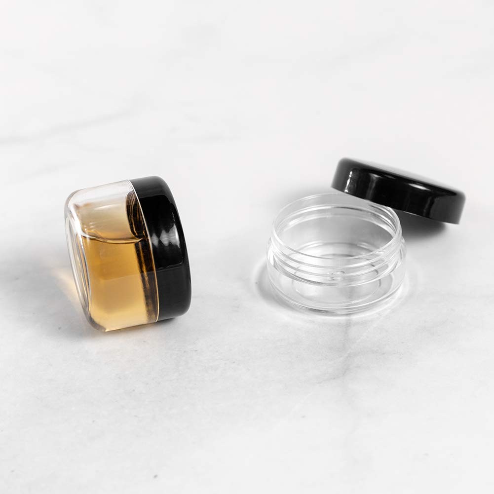 ZEJIA 10pcs Small Travel Containers, Black Sample Jars with 10pcs,