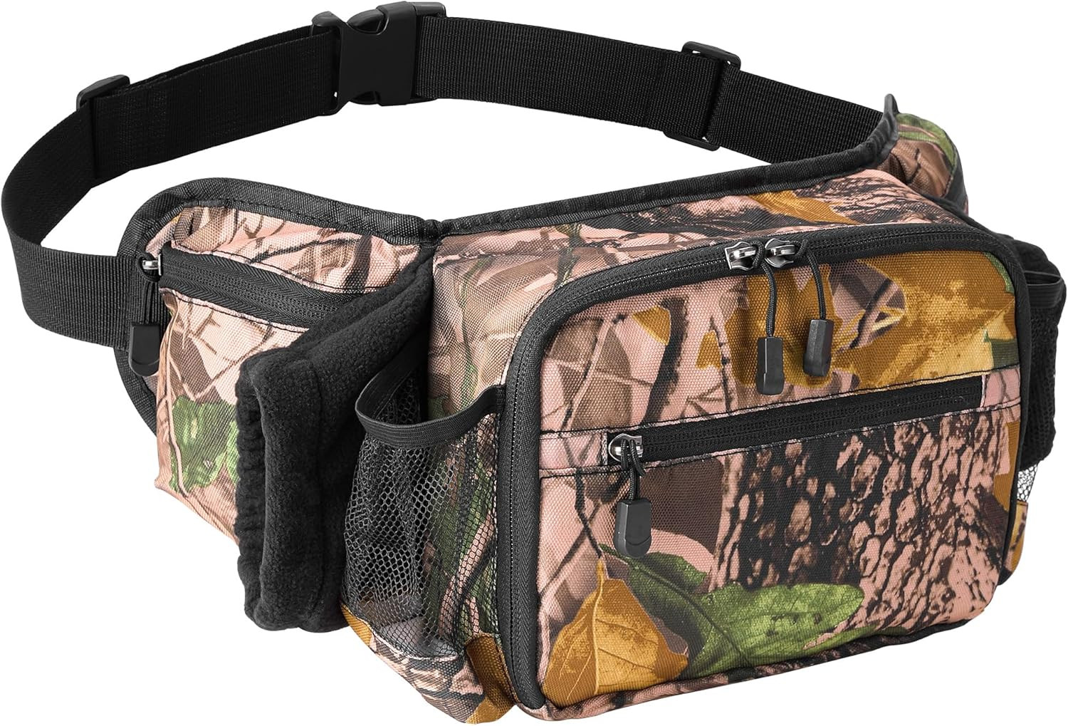 Hunting Camo Fanny Pack, Waterproof Camouflage Waist Pack Bags with Handwarmer a