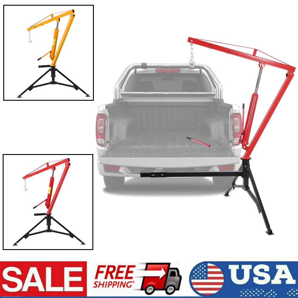 1000lbs Hydraulic Pickup Hitch Mount Truck Crane 360° 2" Hitch Receiver Hoist