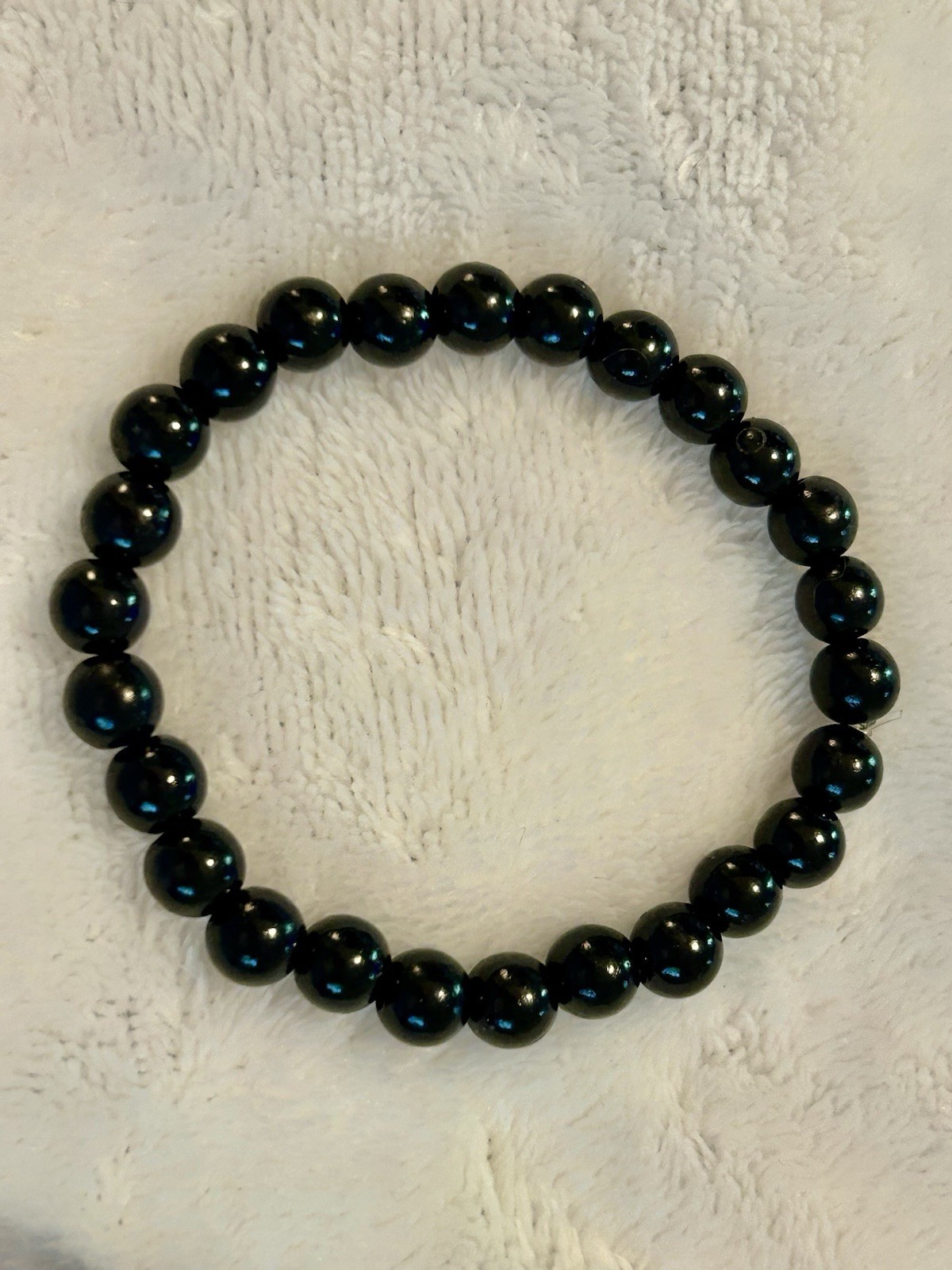 Beautiful Handmade Beaded Bracelet In Black, 7”