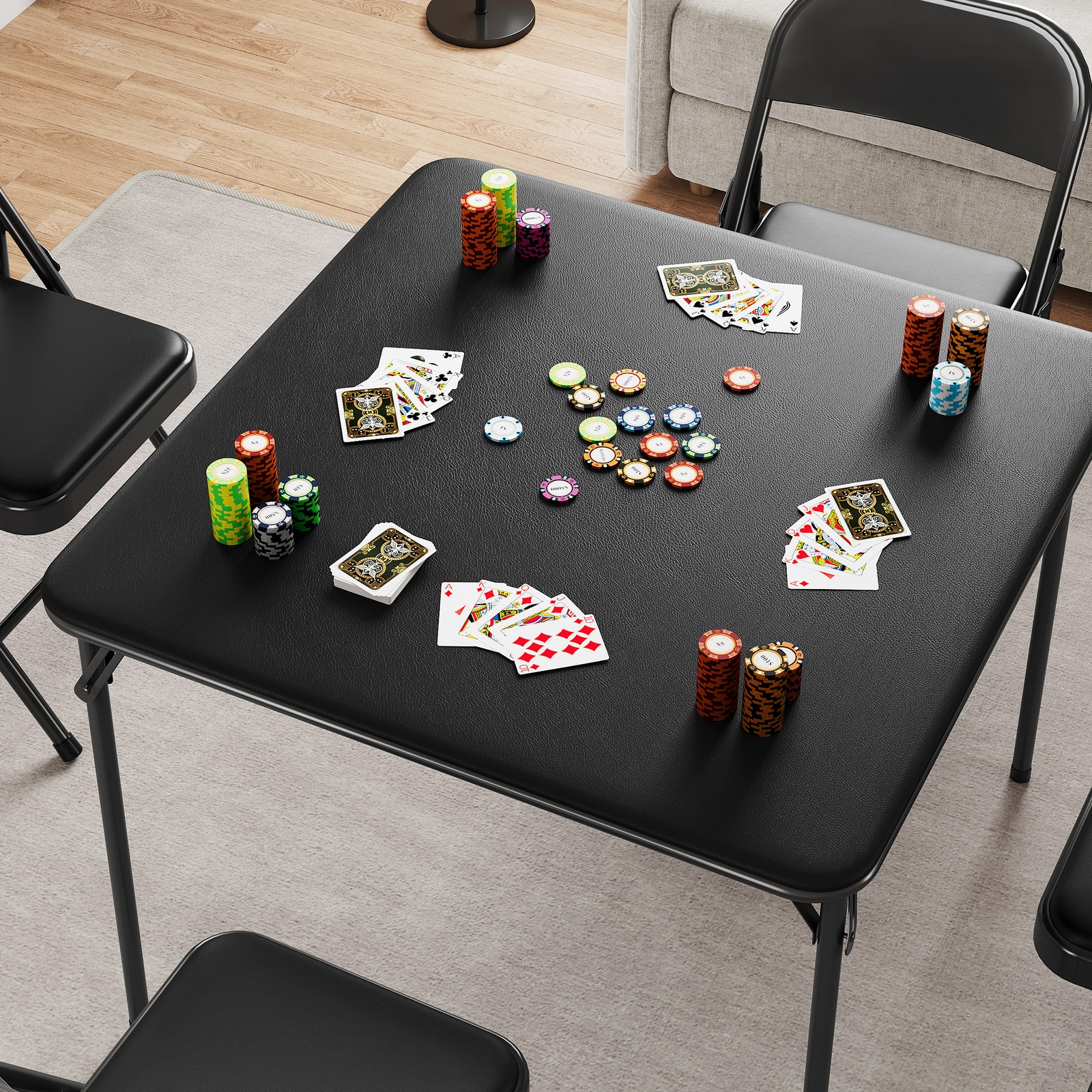 Portable Metal Folding Table Square Folding Table Folding Card and Chess Table