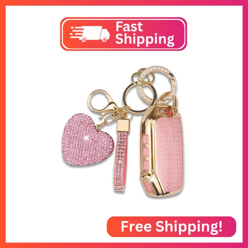 Simocky Key Fob Cover with Heart Keychain, Car Key Shell Compatible with Kia 202