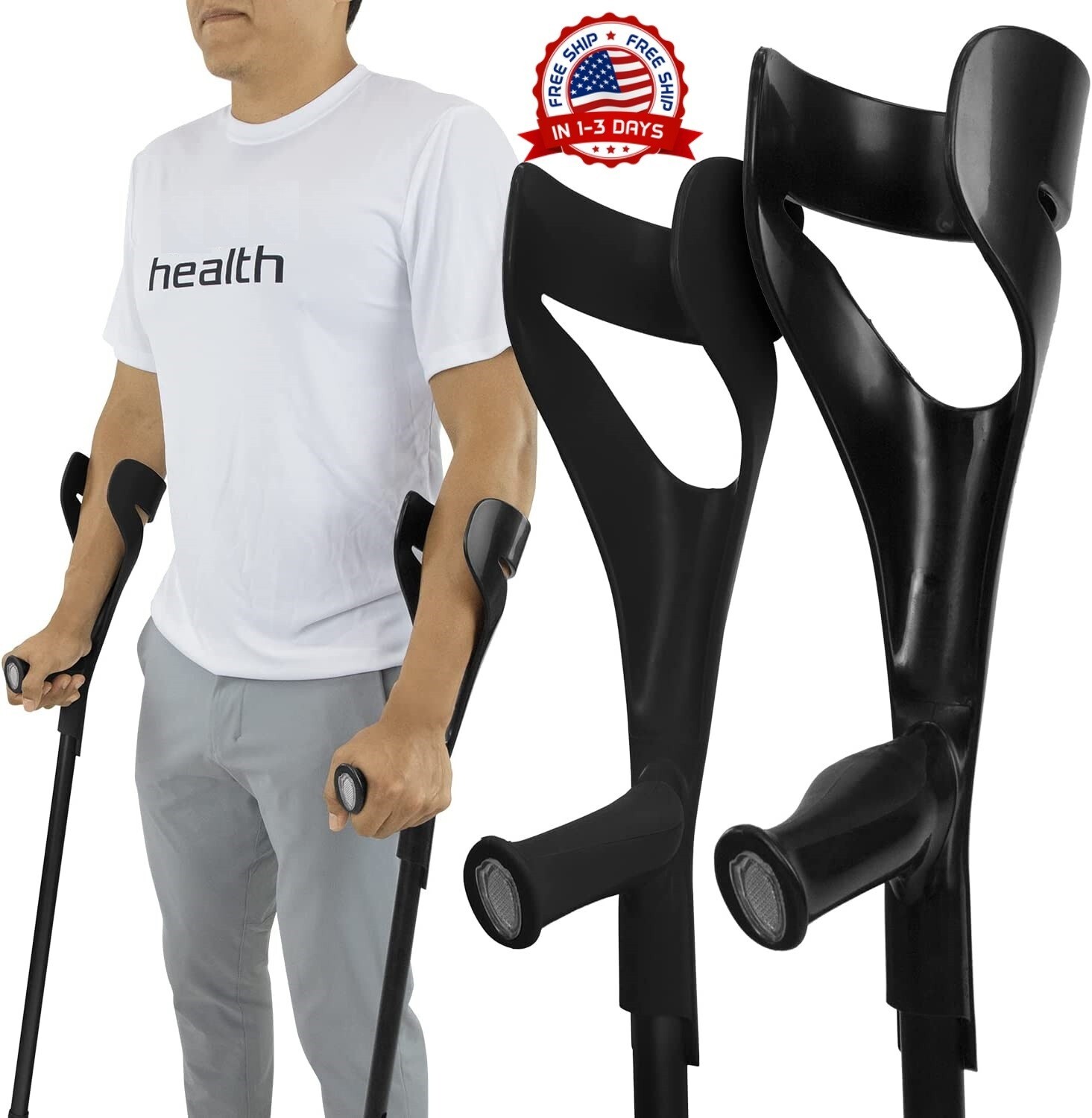Muletas Para Adultos Livianas Comodas Ligeras Tamaño Mediano Juego De 2 US NUEVO
