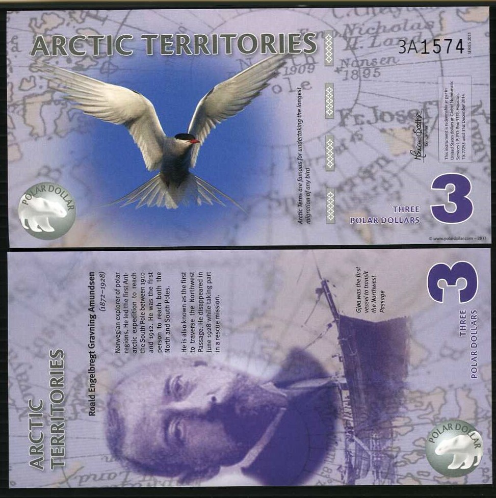 Arctic Territories, $3, 2011, Polymer, UNC Tern, Type 2